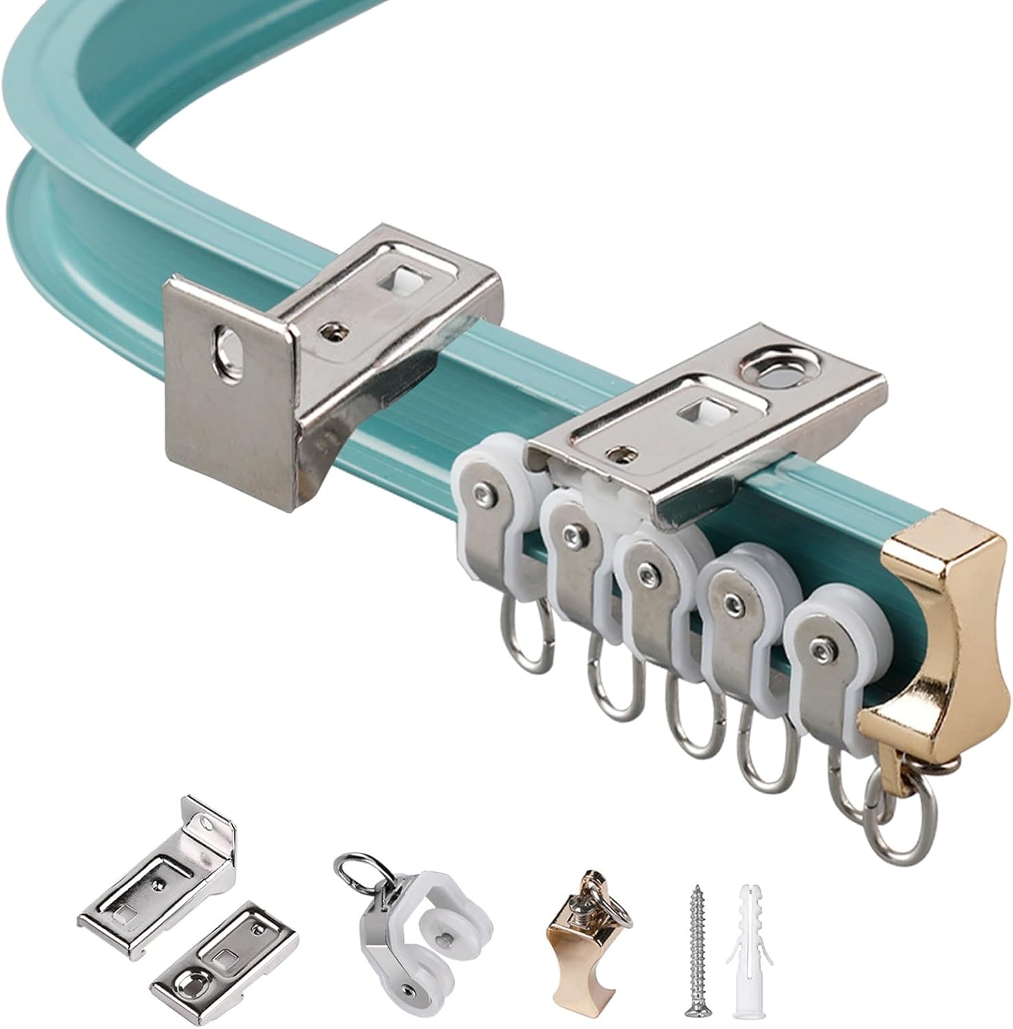 Versatile 11ft Black Aluminum Curtain Track System for Bay Windows - Flexible Drapery Rod, Ceiling & Wall Mount, Straight or Curved, Ideal for Room Dividers (1.0M to 6.6M)