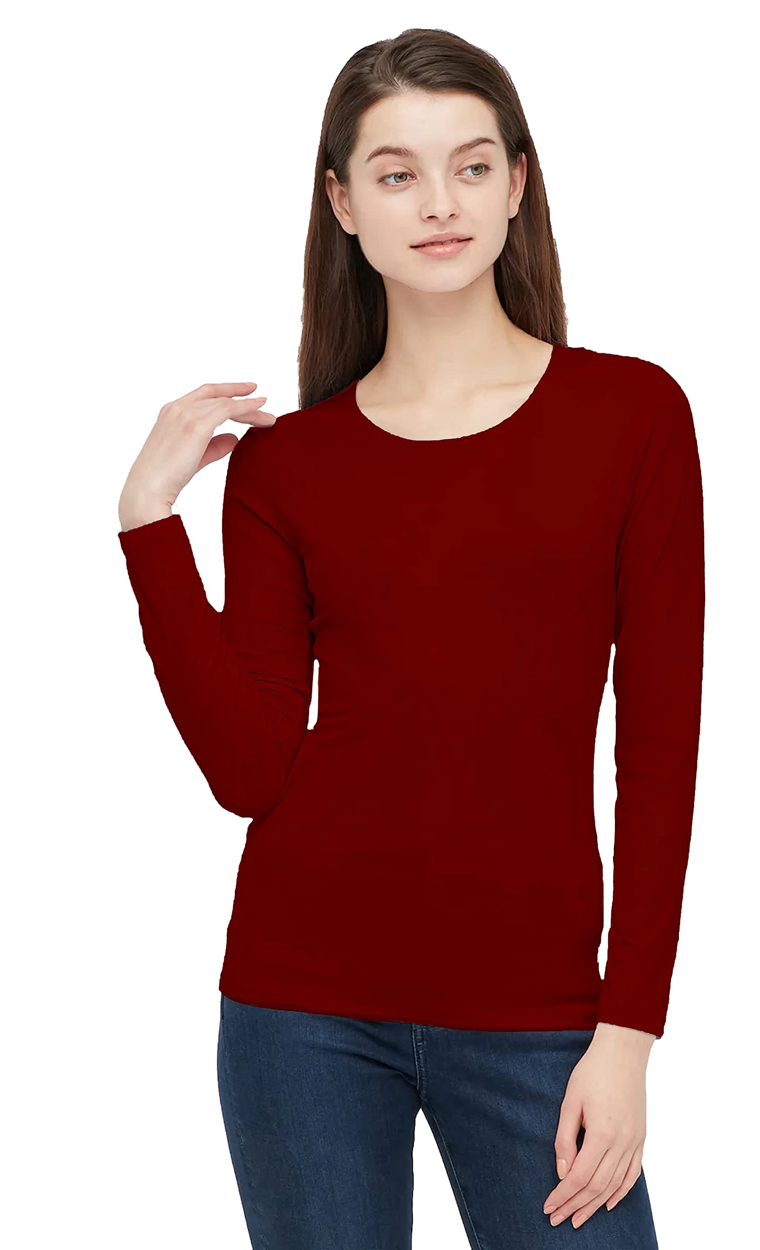 kca look lean Full Sleeve Camisole, Inner Wear/Spaghetti Top for Women (Maroon)-picture-20