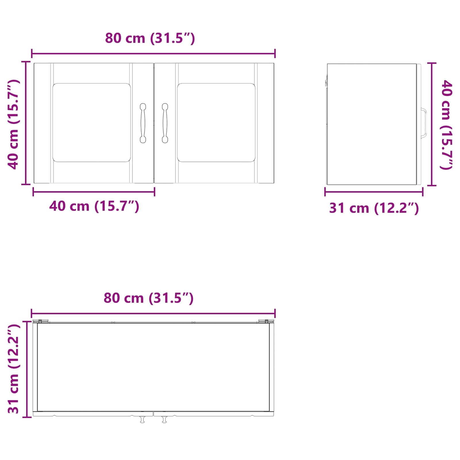 vidaXL Cabinet en Verre Mural Lucca Blanc 80 x 31 x 40 cm, Solutions de Cuisine Modernes, Panneau rectangulaire en Bois, Protection pour Lave-Vaisselle, Gain de Place