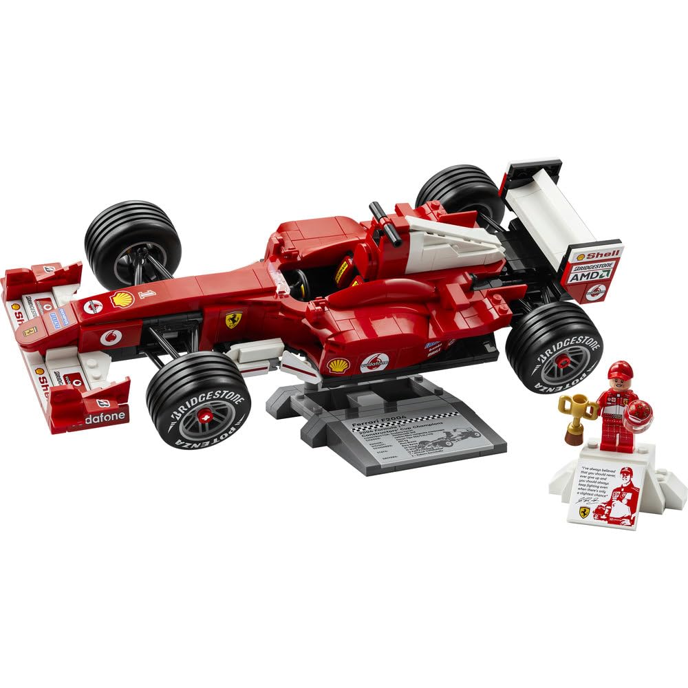 LEGO Icons Ferrari F2004 i Michael Schumacher, zestaw konstrukcyjny dla dorosłych z modelem bolidu F1, kolekcjonerski samochód wyścigowy, pomysł na prezent dla mężczyzny i kobiety 11375