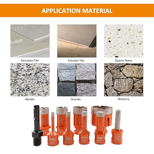 Miniatura 9 de BGTEC Juego de brocas de núcleo de diamante, 10 piezas de sierra de agujero para azulejos de 68102535502.559 in con puntas de dedo de diamante de