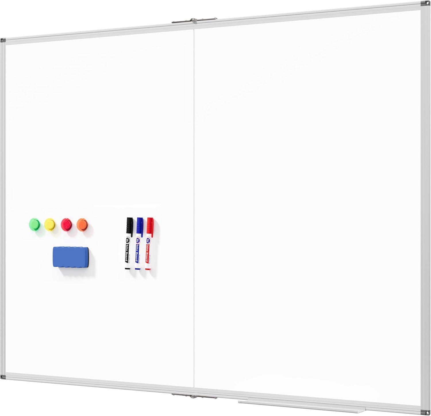 Magnetic White Board Dry Erase Board for Wall, 72" x 48" (6' X 4') Wall-Mounted Large Giant Whiteboard for School, Classroom, Office & Home