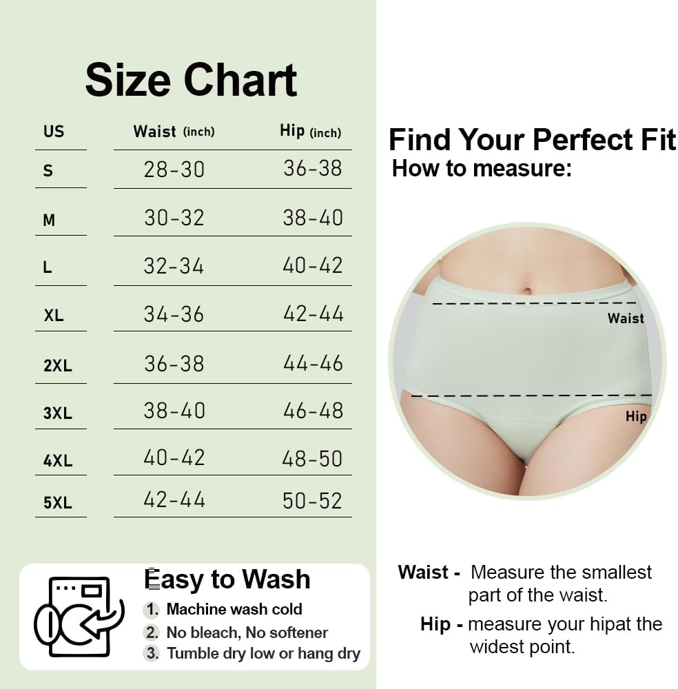 BATTEWA Incontinence Underwear for Women,Leak Proof Underwear Washable Absorbency Cotton Panties Bladder Leakage Protective 50ML(Beige,Large,3-Pack) - Image 5