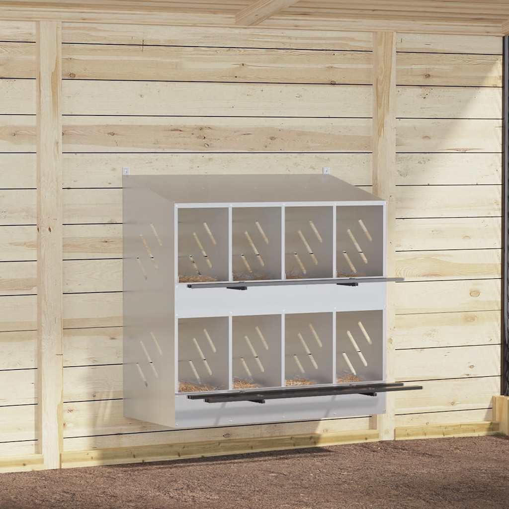 vidaXL Nido para Gallinas con 8 Compartimentos Plateado Galvanizado - Caja para Gallinas Ponedoras