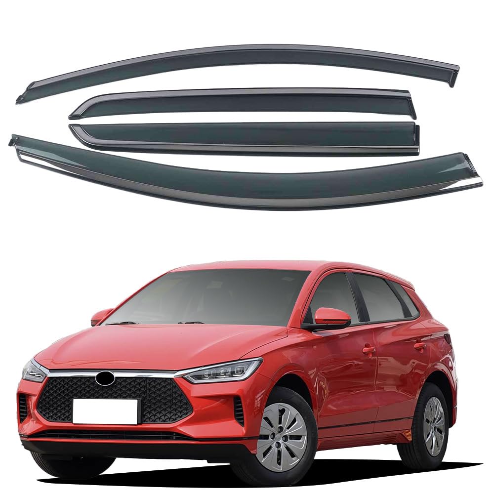 liufangfc Wind Deflectors for BYD E2 2019 – 4pc Tape-On Smoked Visors, Weatherproof, Anti-Salt/Snow, Low-Noise