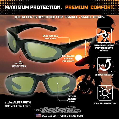 Miniatura 6 de Bikershades Gafas de sol para motocicleta, color rosa, morado, para mujer, pequeñas, fotocromáticas, transicionales, para día y noche, con espuma