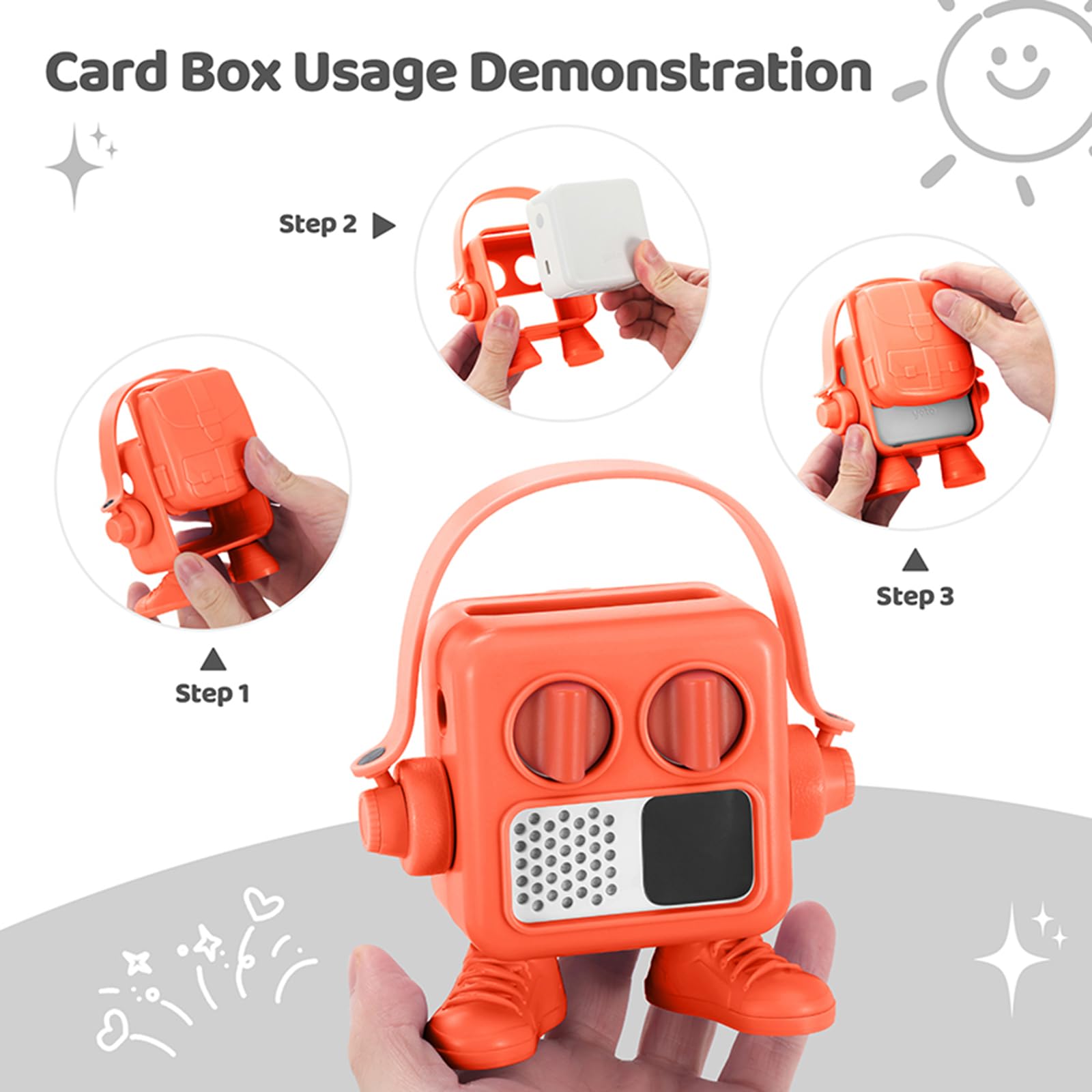 Coque rigide compatible avec Yoto Mini Player, étui de protection en plastique pour mini haut-parleur audio et cartes Auido (Orange)