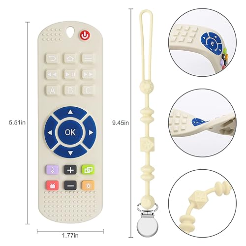 Miniatura 3 de MISSLILI Silicone Baby Teething Toys and Pacifier Clip, TV Remote Control Shape Silicone Toddler Teething Toys for Babies 0-24 Months, Infant