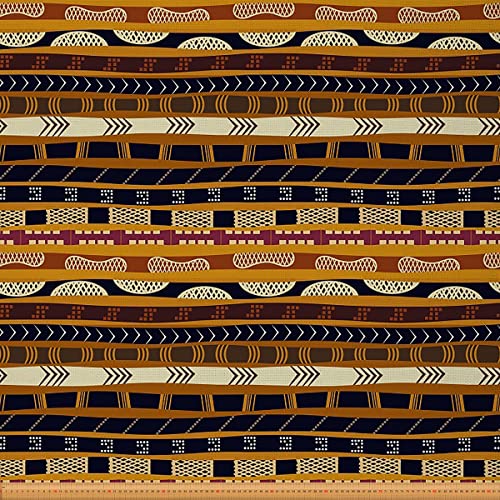 Tela exótica a rayas para exteriores de The Yard, tela de tapicería tribal africana a rayas geométricas para sillas, tela étnica tradicional para proyectos de bricolaje, 5 yardas, (largo x ancho x an