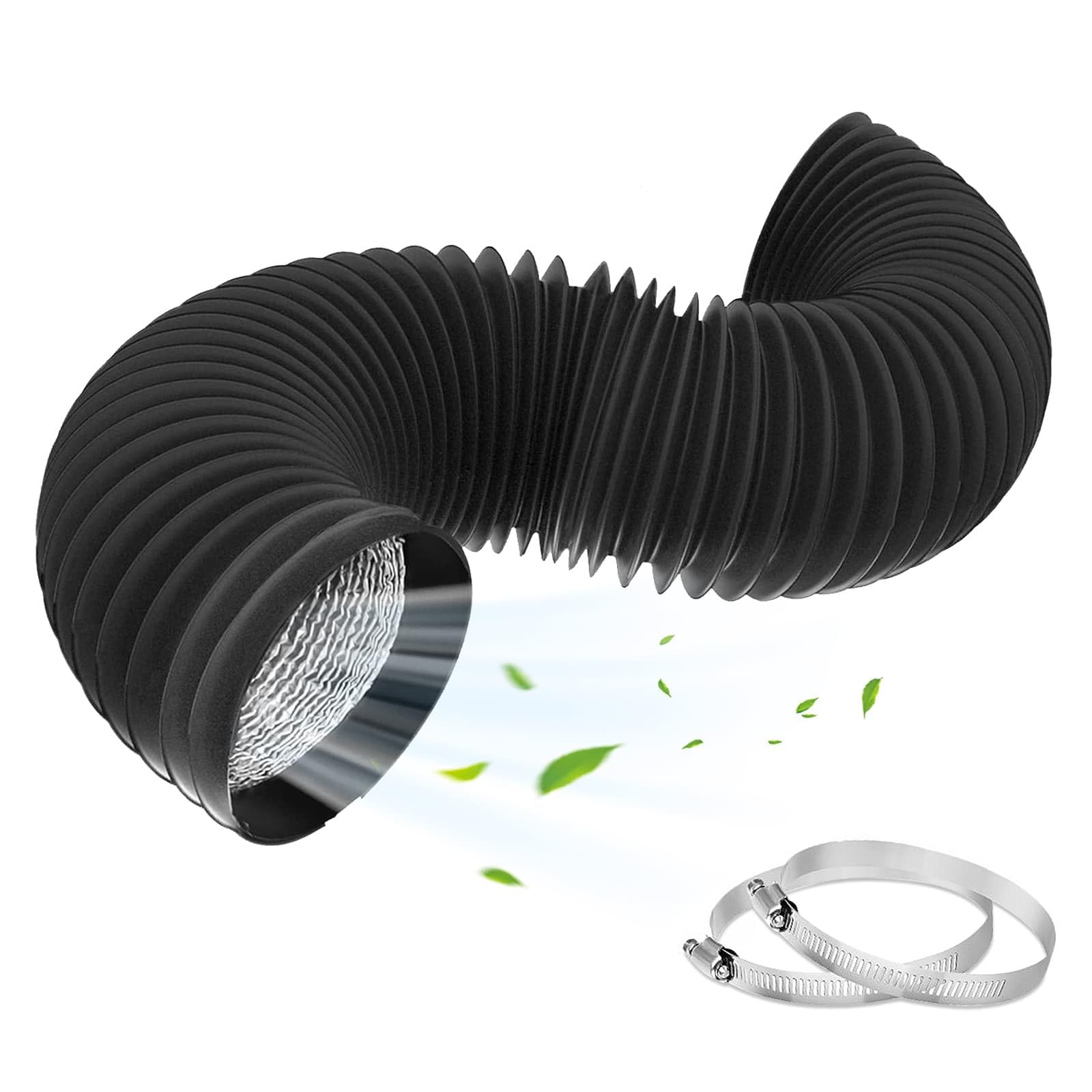 Llhong Black 150Mm Ducting Hose, 3M Pvc & Aluminium Foil Ventilation Hose