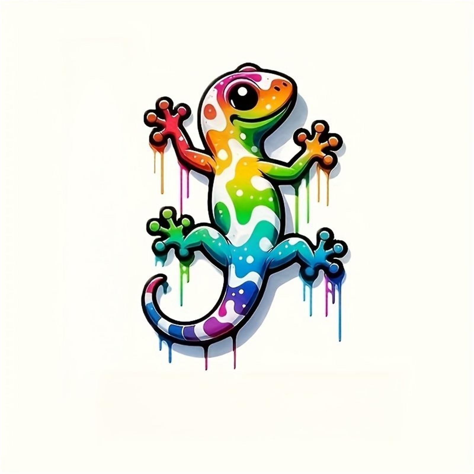 HAfgDJ Charming Rainbow Gecko Cartoon Pattern Sticker Motorcycle Decorative Stickers