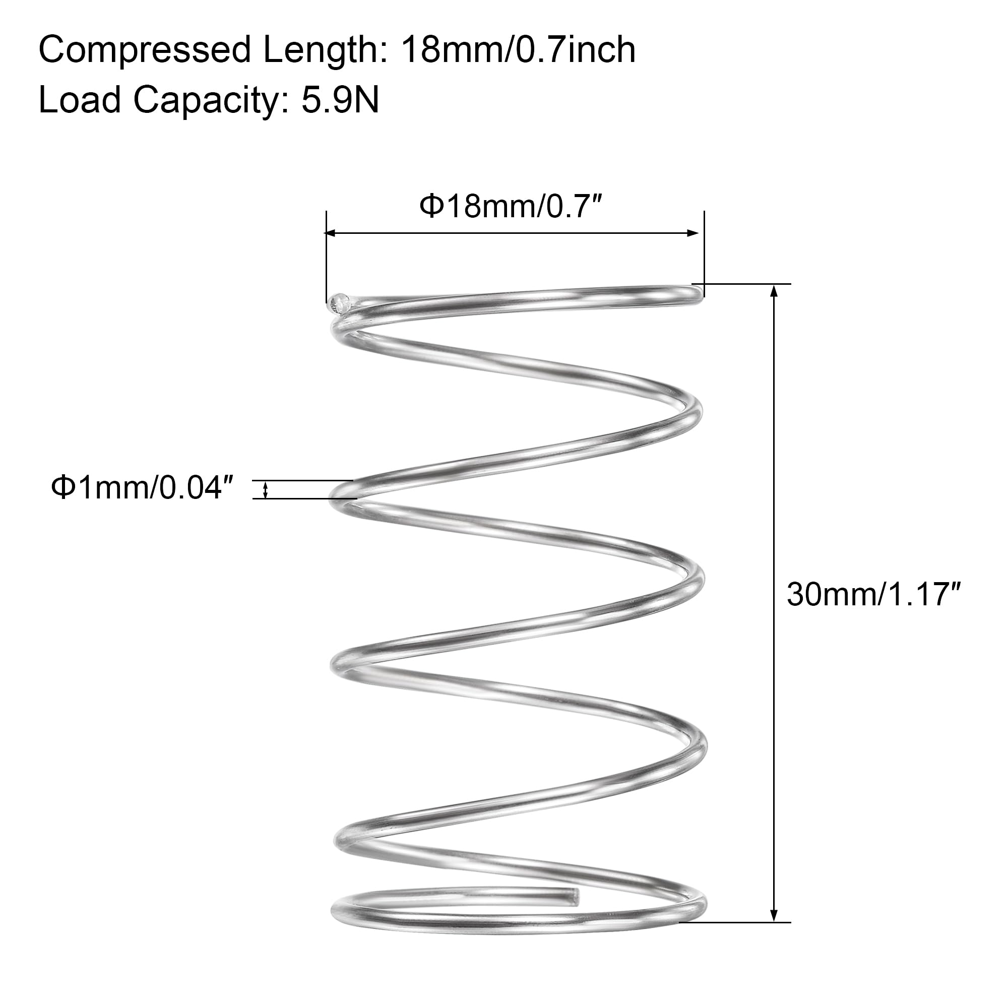 Ressort SOURCING MAP 10Pcs 9mm OD1,2mm Fil 9mm Comprimé Long 20mm Libre