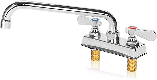 Vista 22 de Grifo de fregadero de barra comercial sin fugas, boquilla giratoria de 8 pulgadas con válvula de cerámica, grifo de fregadero de lavandería de 4