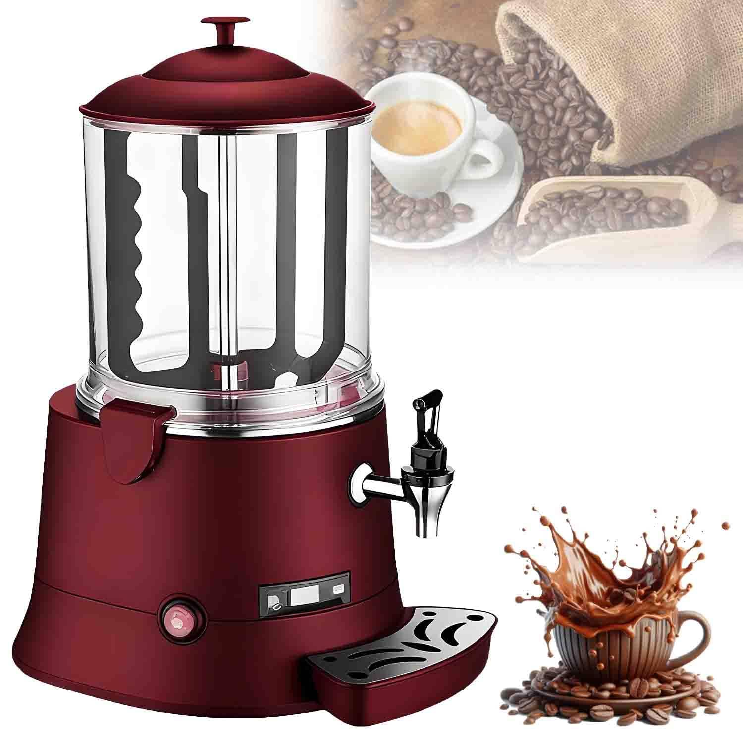 UORDBY Hot Chocolate Dispenser Machine Commercial, 400W High Efficiency Heating Maker, 30~90℃ Temp Control, for Easy Cleaning, Fits Cafe Hotel Canteen Red-10L