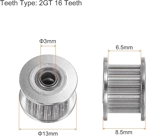 Miniatura 36 de HARFINGTON 5pcs 2GT Polea tensora 20 dientes 0.157 in diámetro 0.709 in diámetro correa de aluminio para 0.236 in ancho cinturón 3D impresora CNC