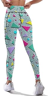 80s 90s Outfit Tummy Control Yoga Pants for Women with Pockets, High Waist Running Sports Workout Yoga Leggings