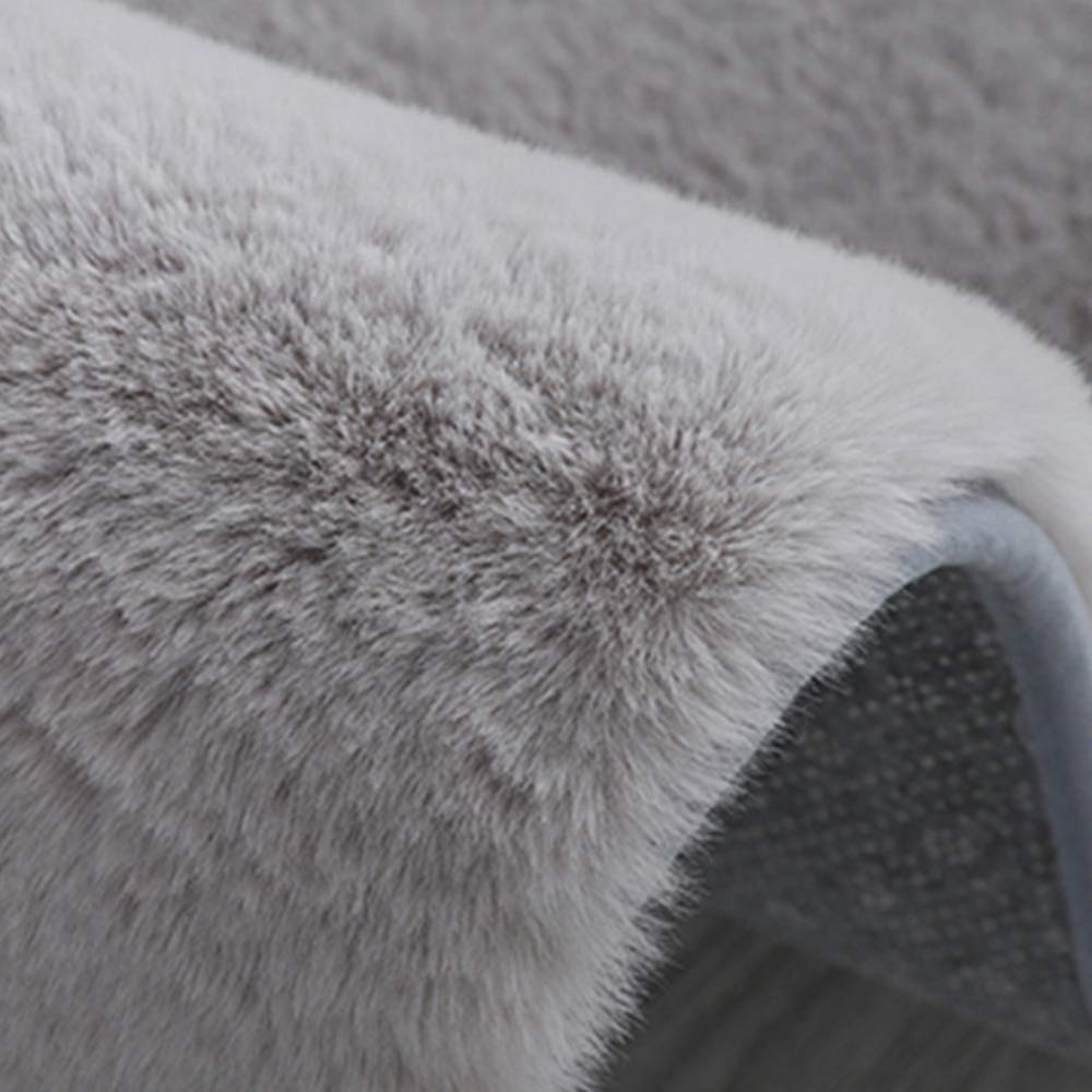 Tappeto in finta pelliccia di coniglio, ultra morbido vellutato, per sedia, divano, divano, divano, salotto, beige, 160 x 230 cm