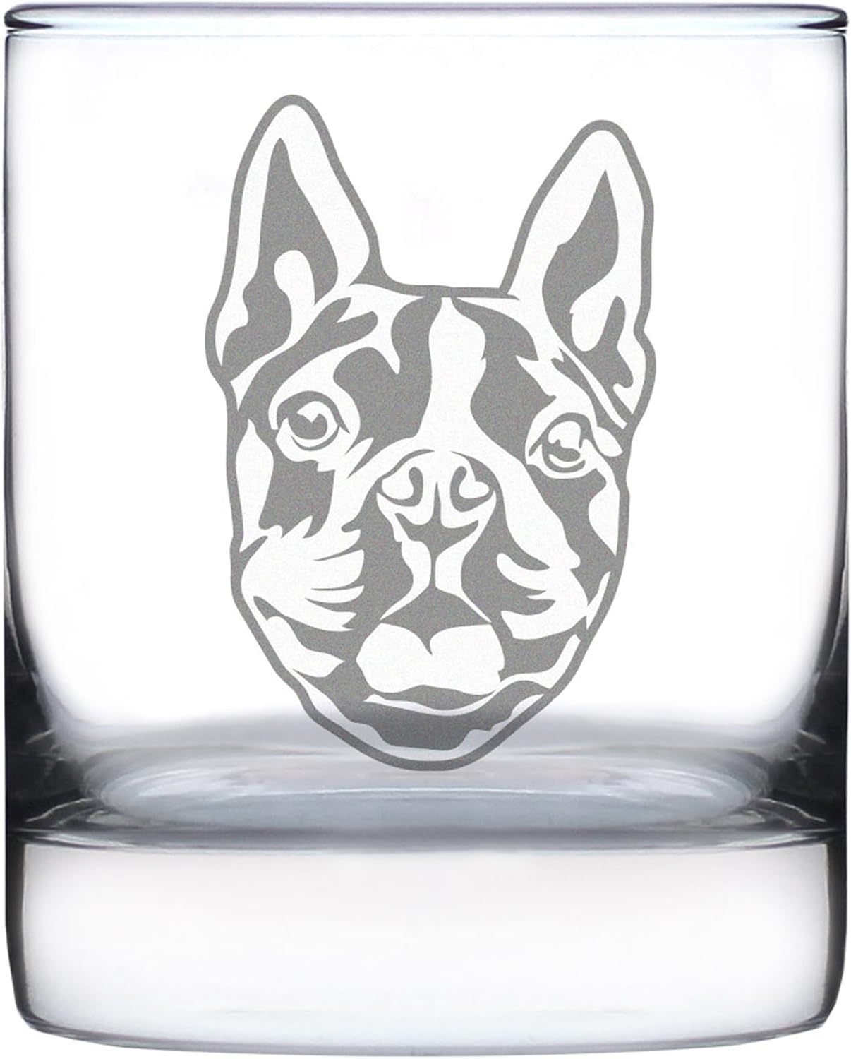 Boston Terrier Face Whiskey Rocks Glass - Unique Dog Themed Decor and Gifts for Moms & Dads of Boston Terriers - Set of 2-10.25 Oz