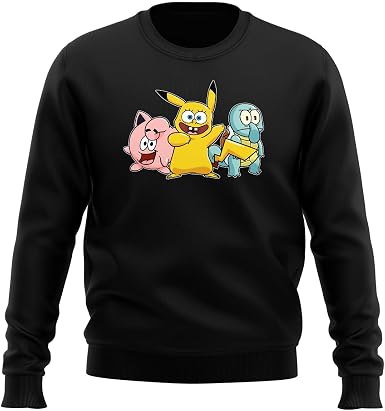 Sudadera Negra Parodia de Pokémon;Bob Esponja - Bob Esponja, Calamardo  Tentáculos, Patricio Estrella y Pikachu (Sudadera Talla XL - Impresa en  Francia - Réf : 775) : Amazon.es: Ropa