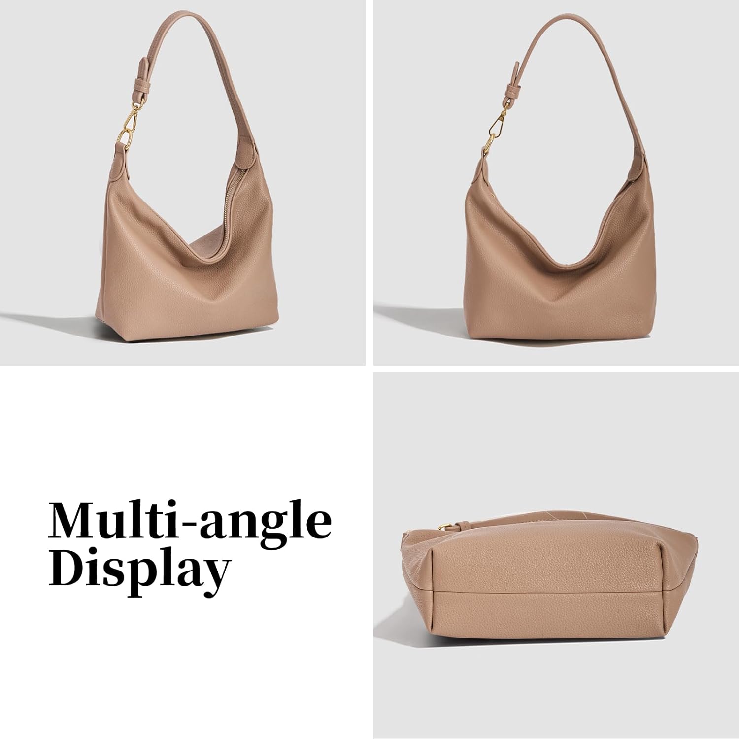 NEBIL Small Hobo Bag For Women Soft Pu Leather Shoulder Purse Slouchy Everyday Trendy Handbags with Zipper