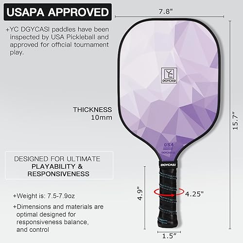 Miniatura 2 de Juego de 2 palas de pickleball aprobadas por USAPA 2025, raquetas ligeras de fibra de vidrio para pickleball, paquete de 2, 2 pelotas de pickleball