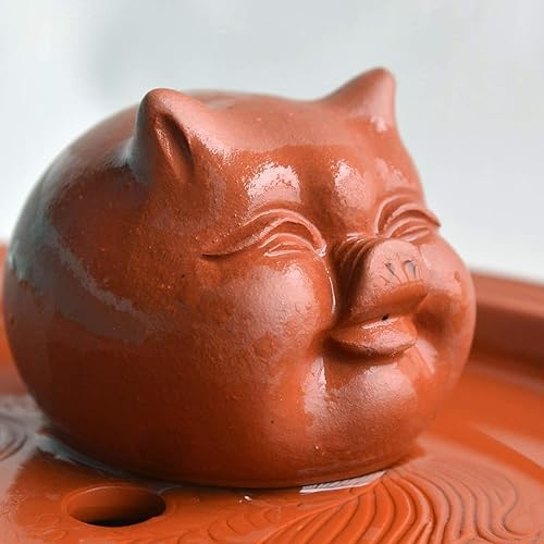 Miniatura 8 de Sonriente Cerdo Rojo Zisha Decoración Kungfu Té Bandeja Salud Buena Suerte Fengshui Regalo