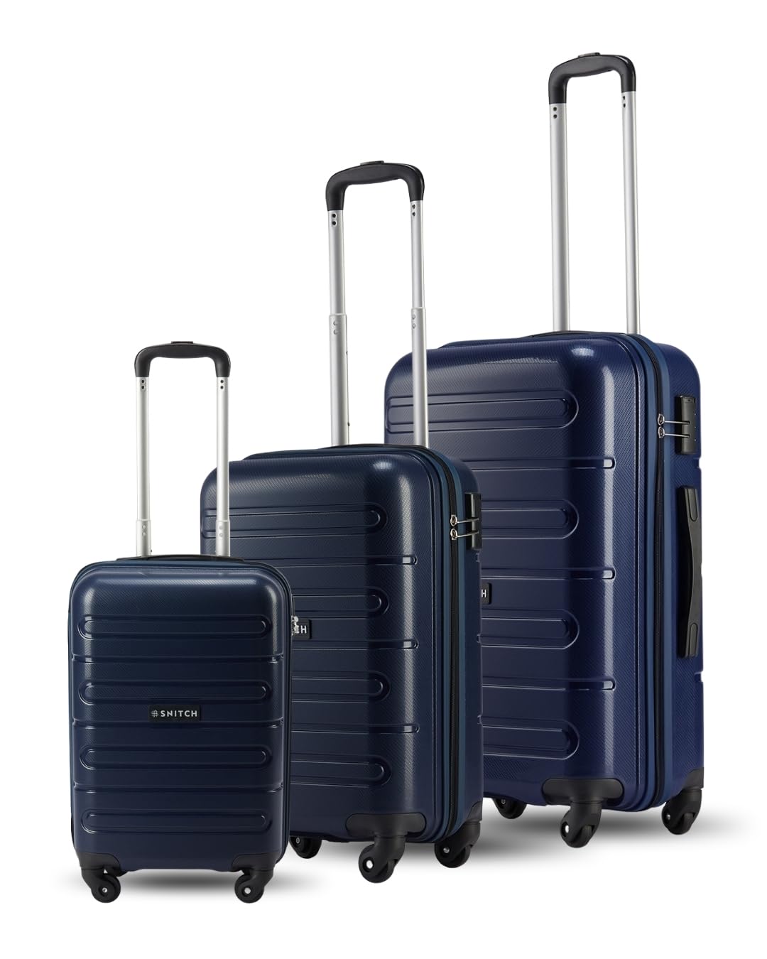 Loop 3Pc Set Blue Polypropylene Hard Travel Suitcase - Suitcase for Travel Set of 3 & Luggage with 4 Wheels, Secure Lock & Free Shoe Bag-image-34
