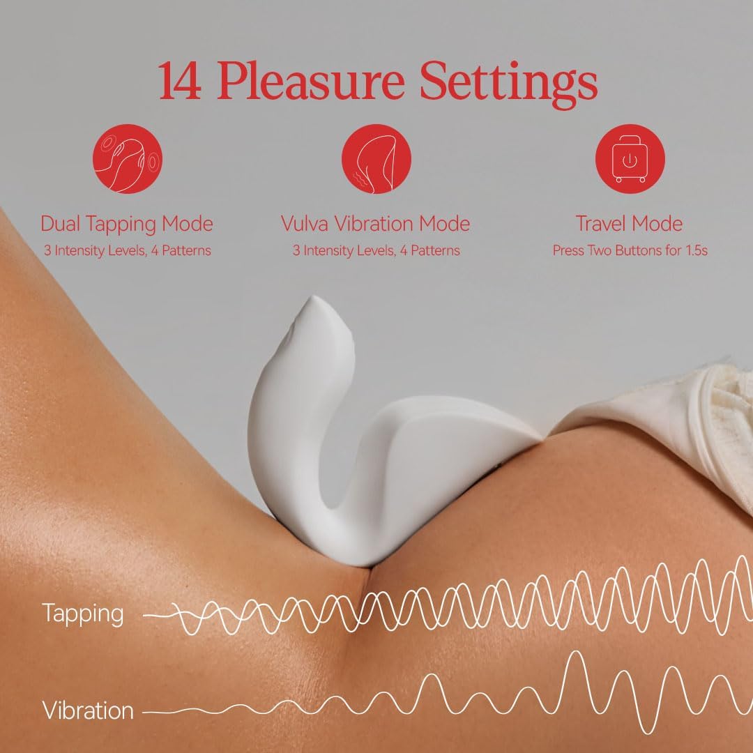 OSUGA Ridge Dual Stimulation Tapping Vibrator, Amplified Tapping Intensity for Enhanced Pleasure, Clitoral & G Spot Stimulator with 14 Pleasure Settings, Adult Toys for Women, Waterproof, White