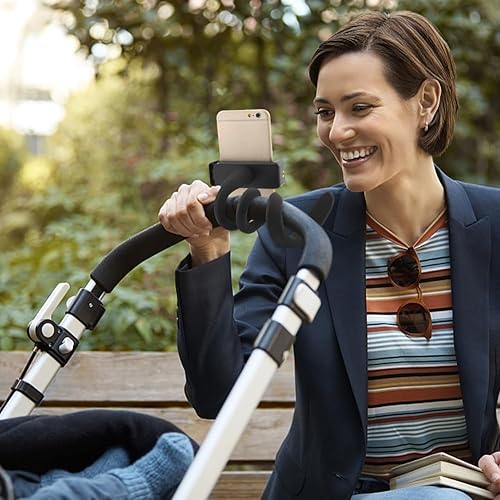 Miniatura 6 de Jaeskeclip Soporte para teléfono para cochecito, 2 abrazaderas antideslizantes y flexibles para teléfono con 2 ganchos dobles para cochecito,