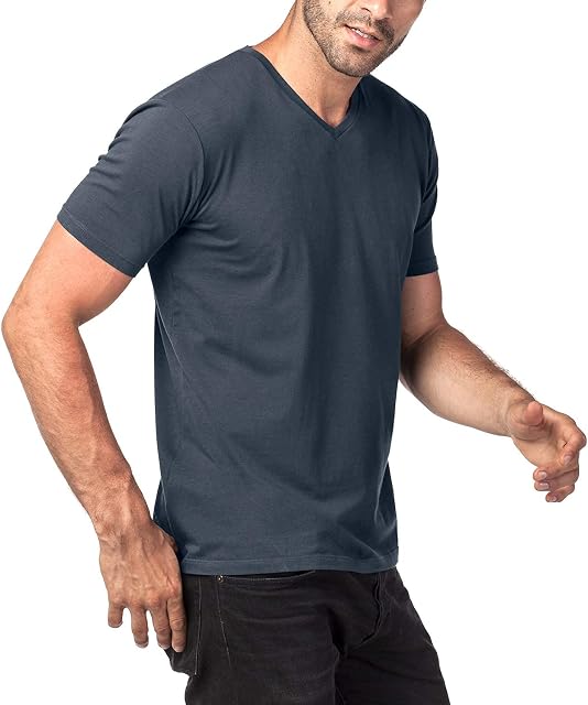 ASAS 2 Pack Men's Undershirts Premium Stretch Cotton Underwear Crew Neck & V Neck Shirts Super Soft Short Sleeve Undershirts Stretch Vests M05, M06