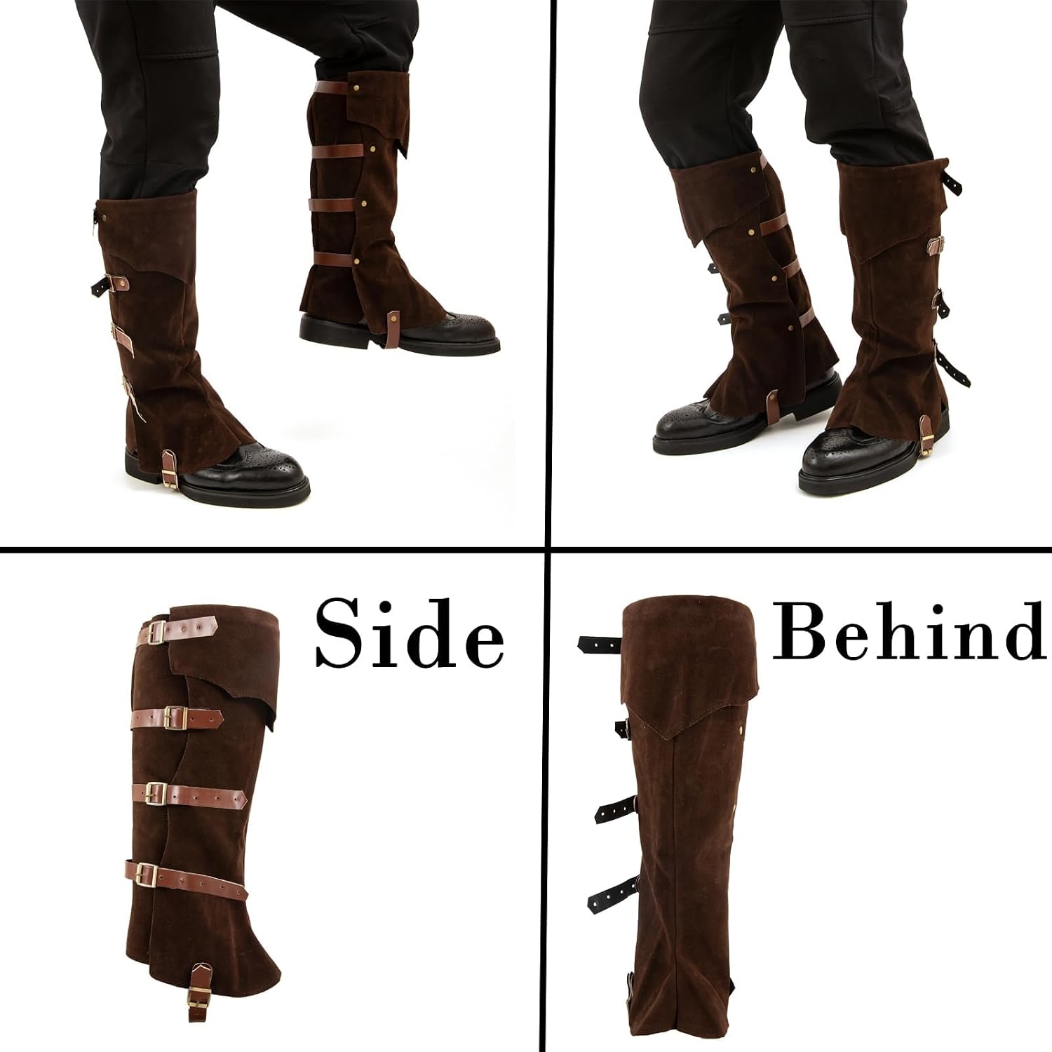 Men's Medieval Boot Covers,Renaissance Pirate Costume Boots Cover,Faux Leather Steampunk Shoes Cover,Viking Warrior Knight Armor Leg Gaiters Cosplay Accessory