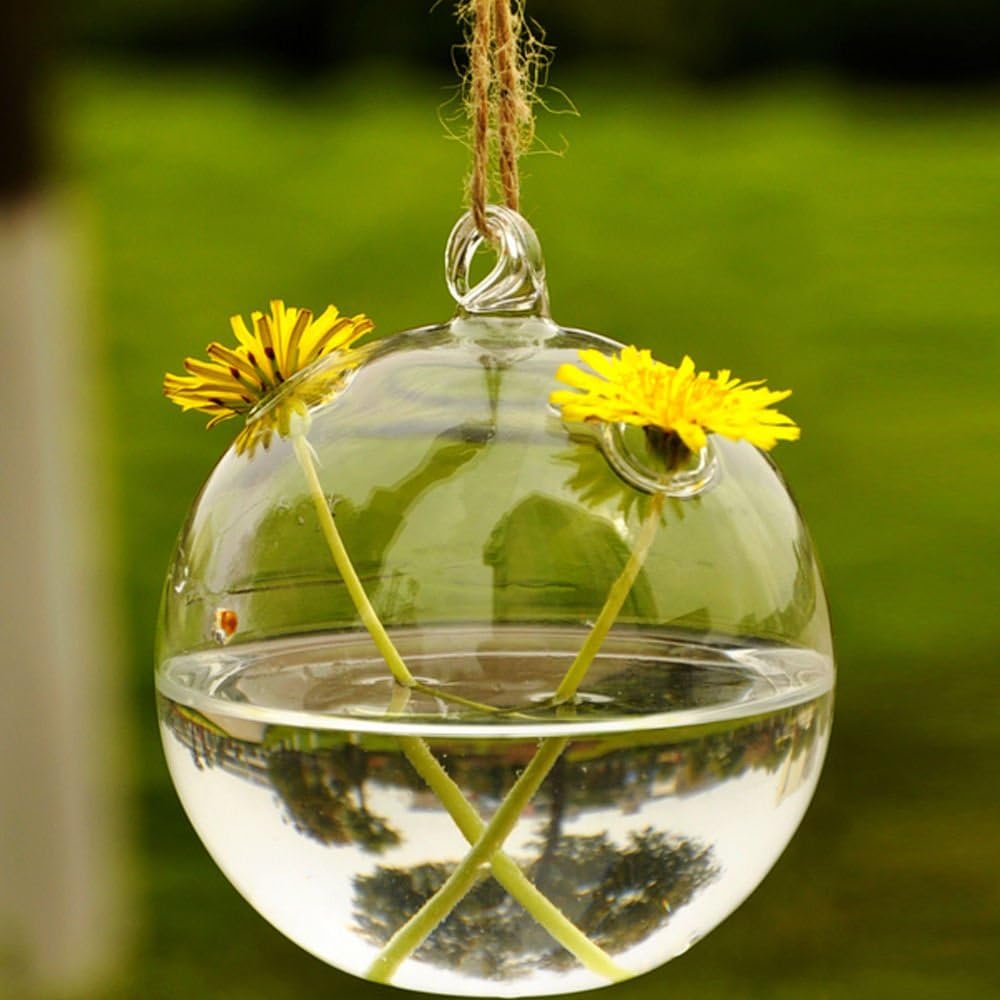3.1" Clear Hanging Crystal Flower Vase Planter Pot Terrarium Container Vase Pot
