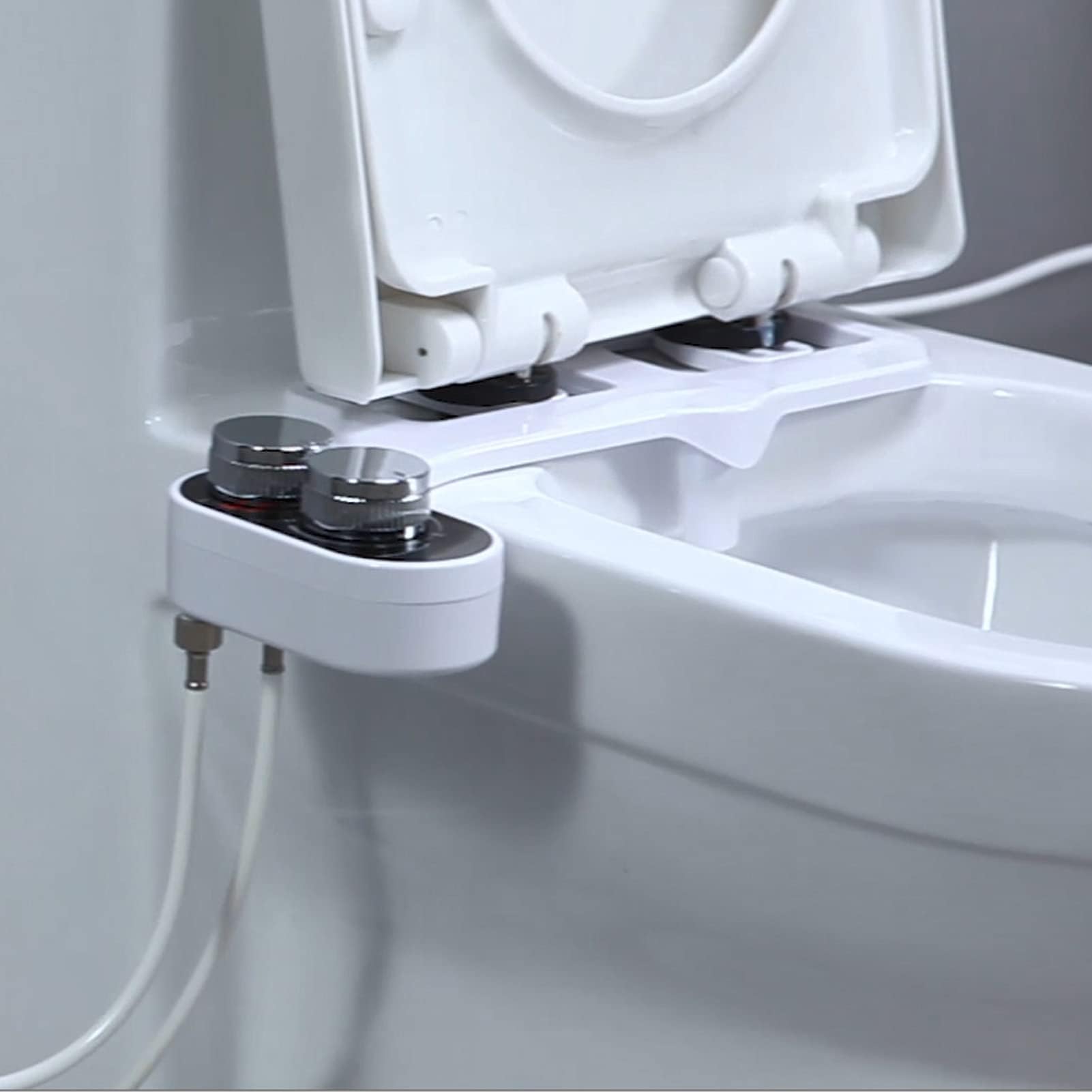 Pulverizador Bidé Doble Boquilla Accesorio Inodoro con Interruptores de Perilla Control Presión Ajustable Agua Limpieza Higiene Personal Baño Conexión 3/8 Europa