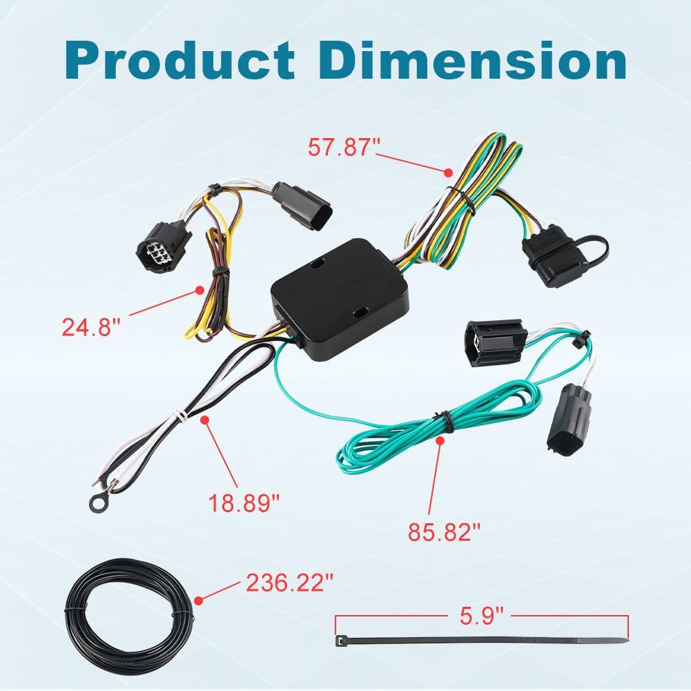 WATERWICH 4-Pin Trailer Wiring Harness Compatible with Chrysler Town and Country 2011-2016, Chrysler Grand Caravan 2021-2022, Dodge Grand Caravan 2011-2020 Replacement for 56331