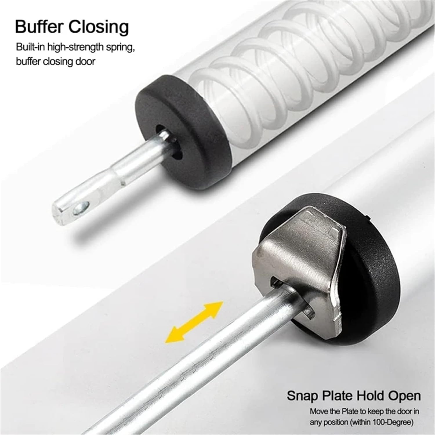 Smooth Heavy Duty Pneumatic Screen and Door Closer Automatic Door Soft Close 90 Degrees Within The Positioning Stop Buffer 1Pcs(Silver)