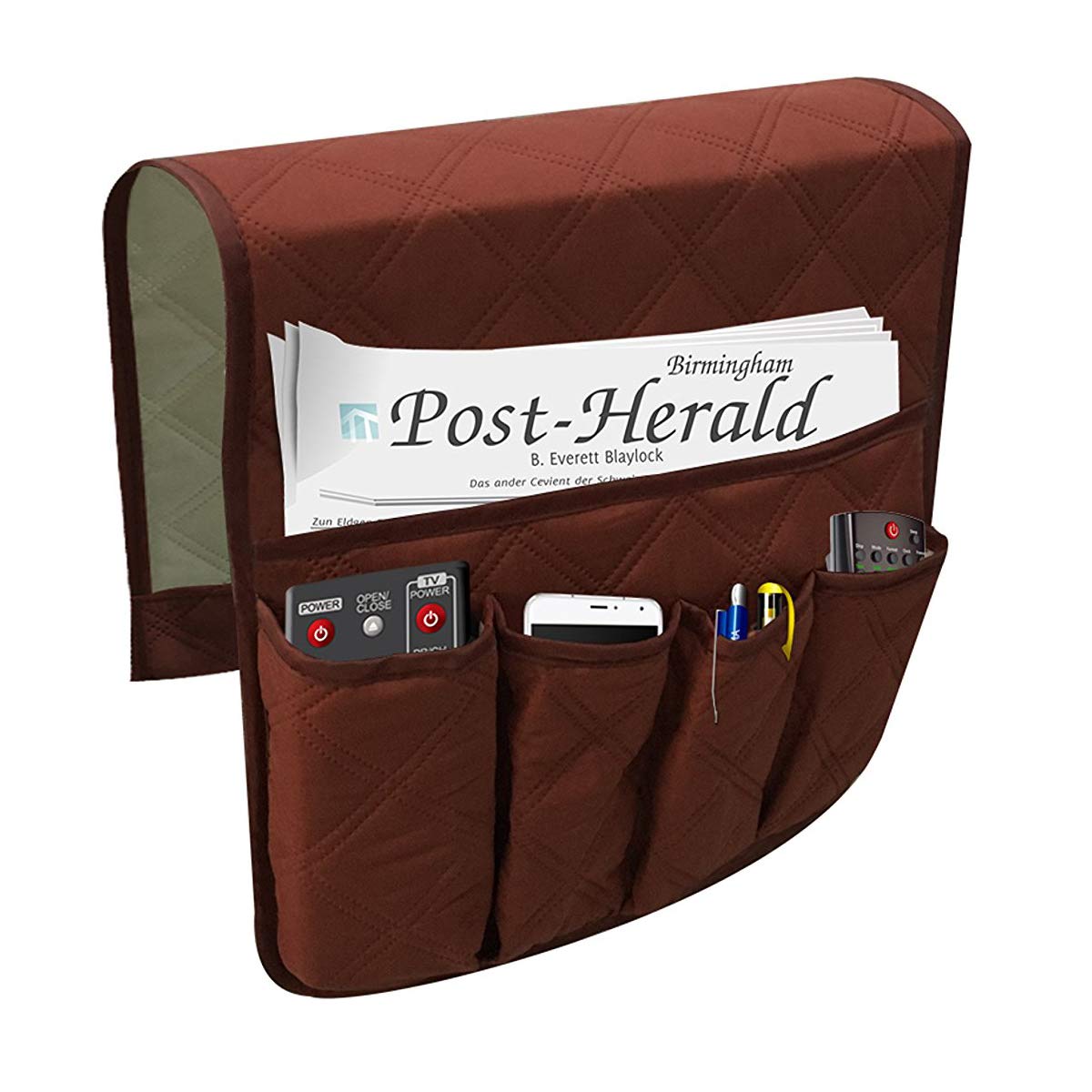 Waterproof Sofa Couch Chair Armrest Organizer With 5 Pockets,armchair Caddy Fits For Phone, Book, Magazines, Tv Remote Control Holder/Coffee