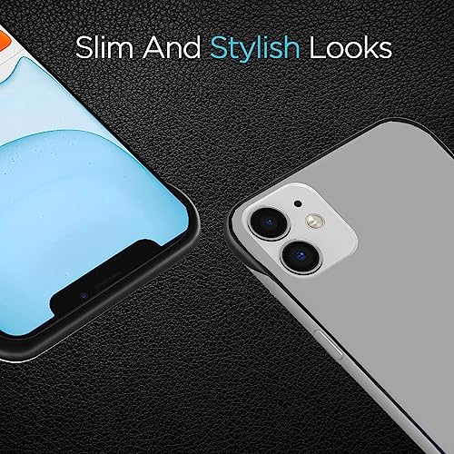 Image of Amazon Basics Cover for iPhone 11 |Hybrid Frameless|Full Camera Protection|Raised Edges|Frosted Matte Translucent Bumper Case(Black)