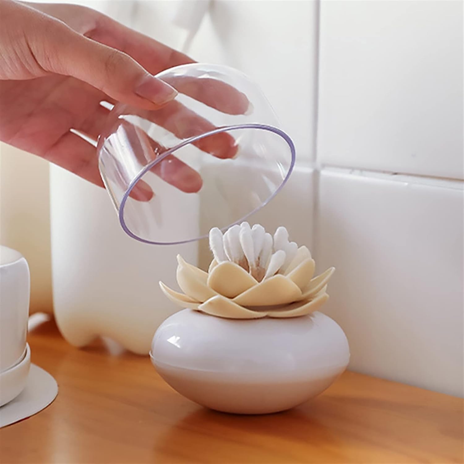 つまようじディスペンサー つまようじボックス ストレージボックス ホテルのリビングルーム用 絶妙な綿棒ホルダー フラワーデザインスト