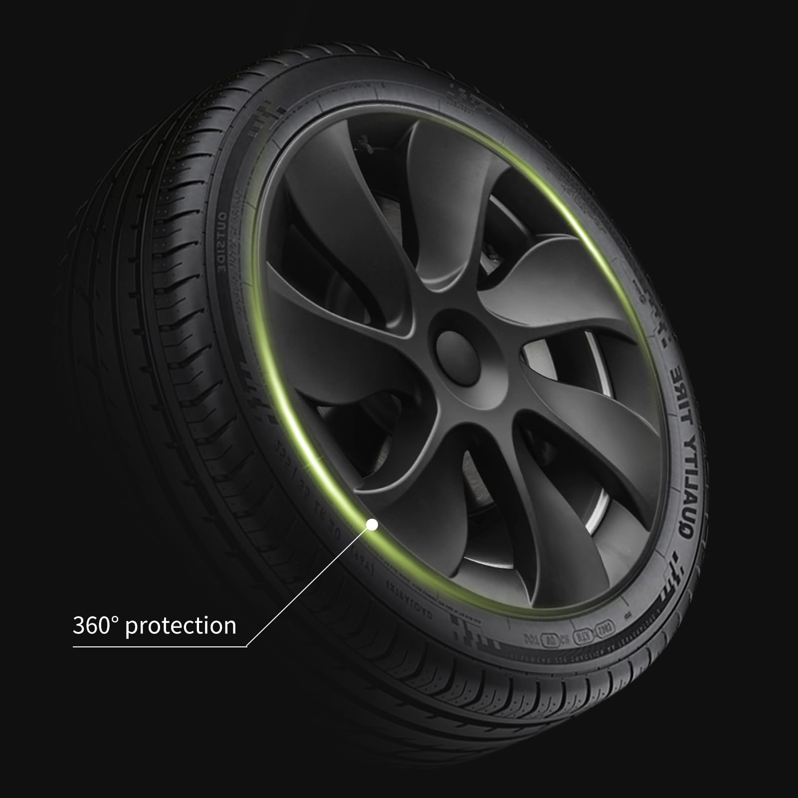 4 PCS 19 Tesla Model Y 2020-2024 Wheel Covers Black ABS Cyclone Style Hubcaps image 4