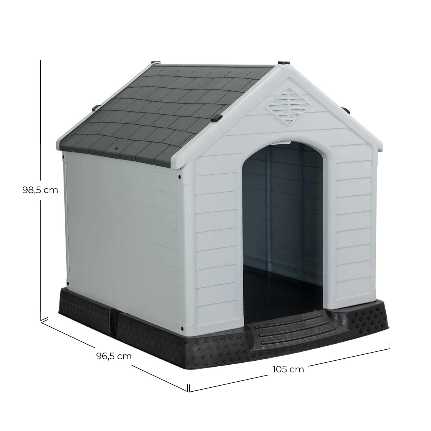 THINIA HOME Caseta de Resina para Perros 98,5x105x96,5cm | Caseta para Perros Grandes | 100% Reciclable y Ecológica | Interior y Exterior