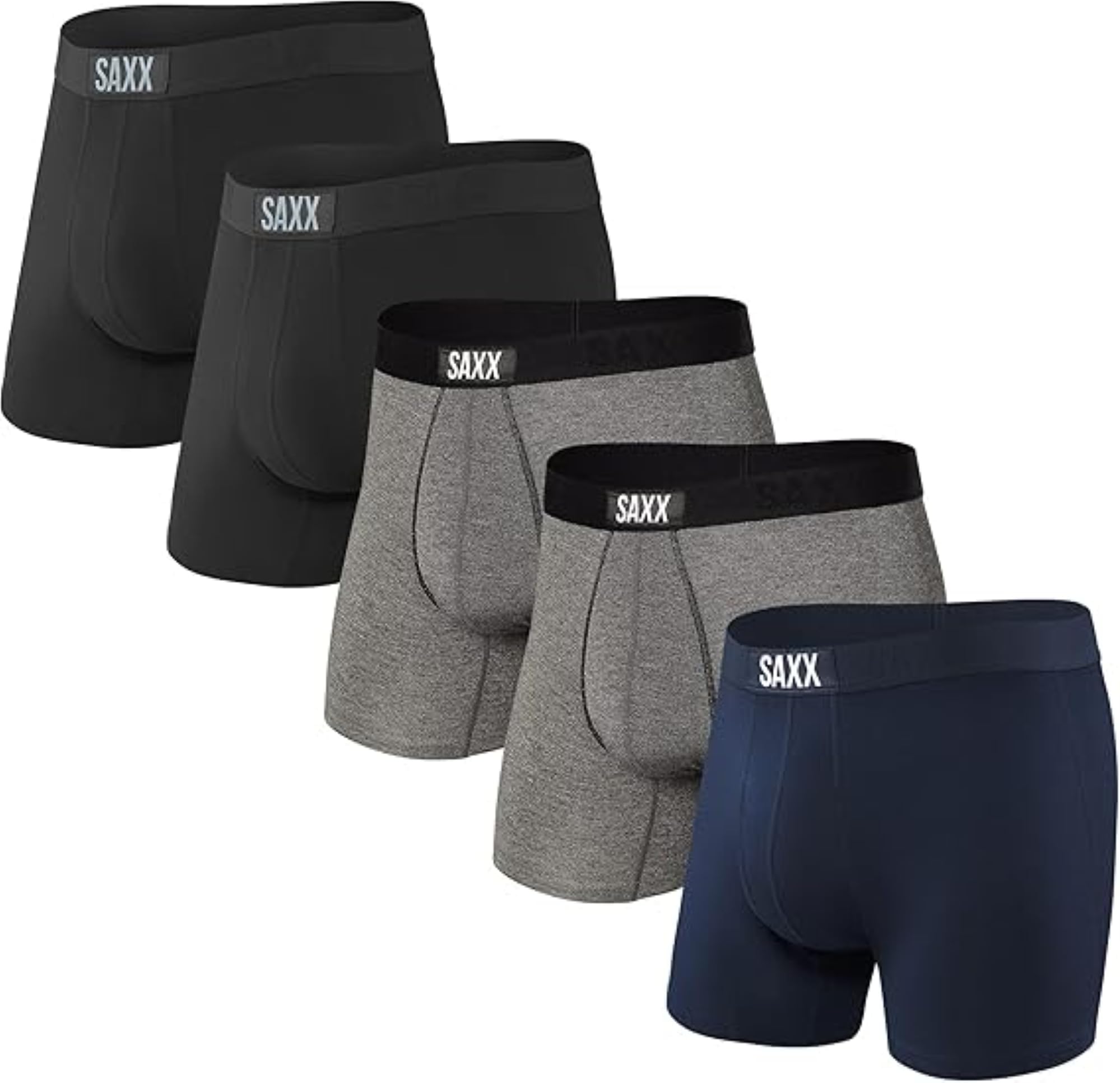 Super Soft Boxer Brief 5-Pack / Black, Grey Heather, Navy by Saxx Underwear Co