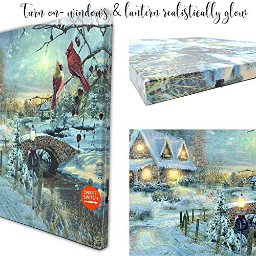 Banberry Designs 2571 Lighted Cottage Along A Stream Christmas Scene thumb #3