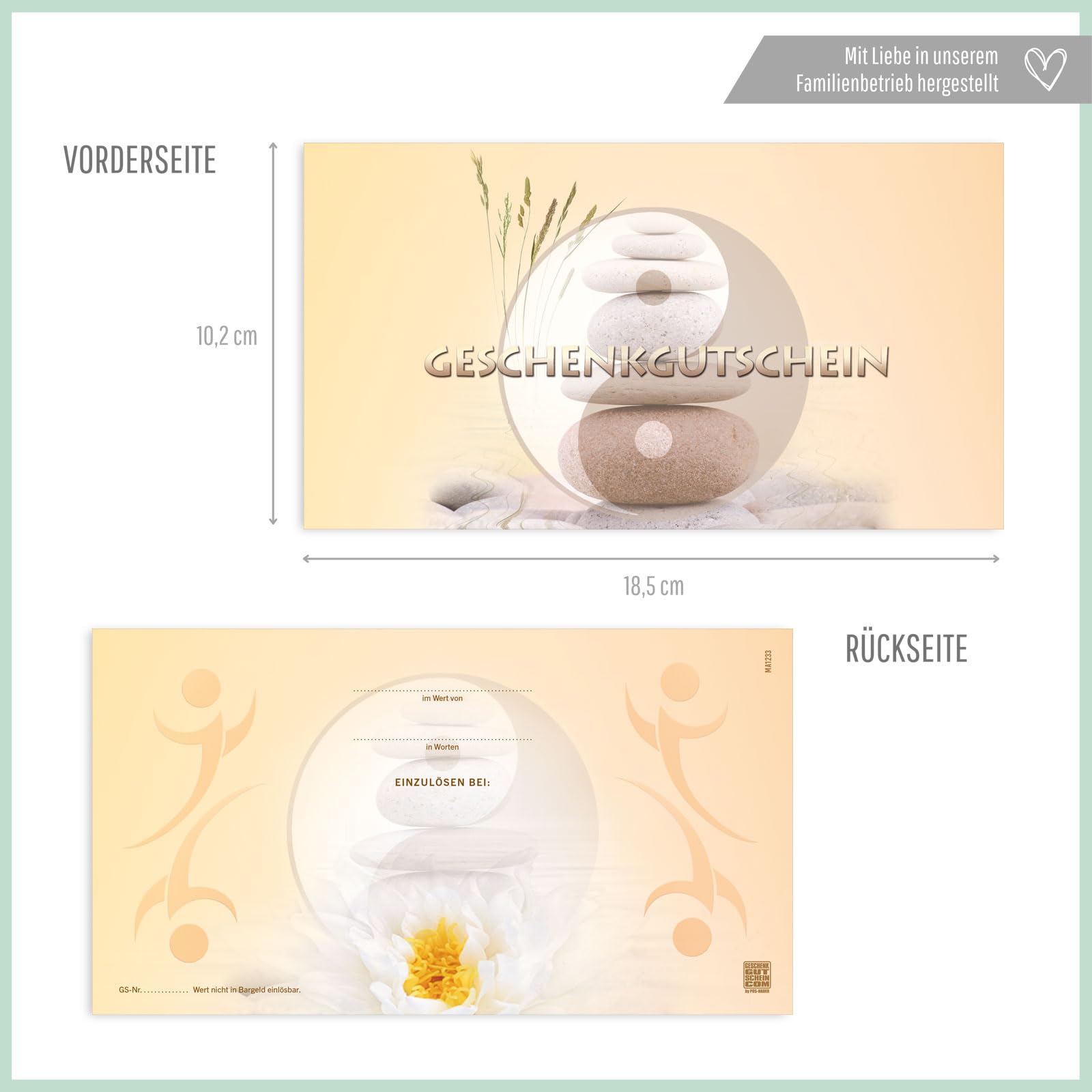Gutschein-Set. 100x Gutschein + Kuvert. Für Kosmetiksalons Massage Wellness und andere Firmen, blanko zum selber Ausfüllen.