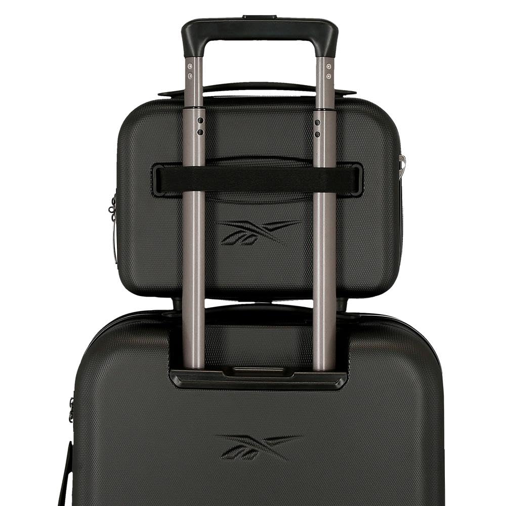 Reebok Franklin Trousse de Toilette Adaptable, fabriquée en ABS, 29 cm x 21 cm x 15 cm, poignées de Fermeture éclair avec Trous pour Cadenas, Noir, Trousse de Toilette
