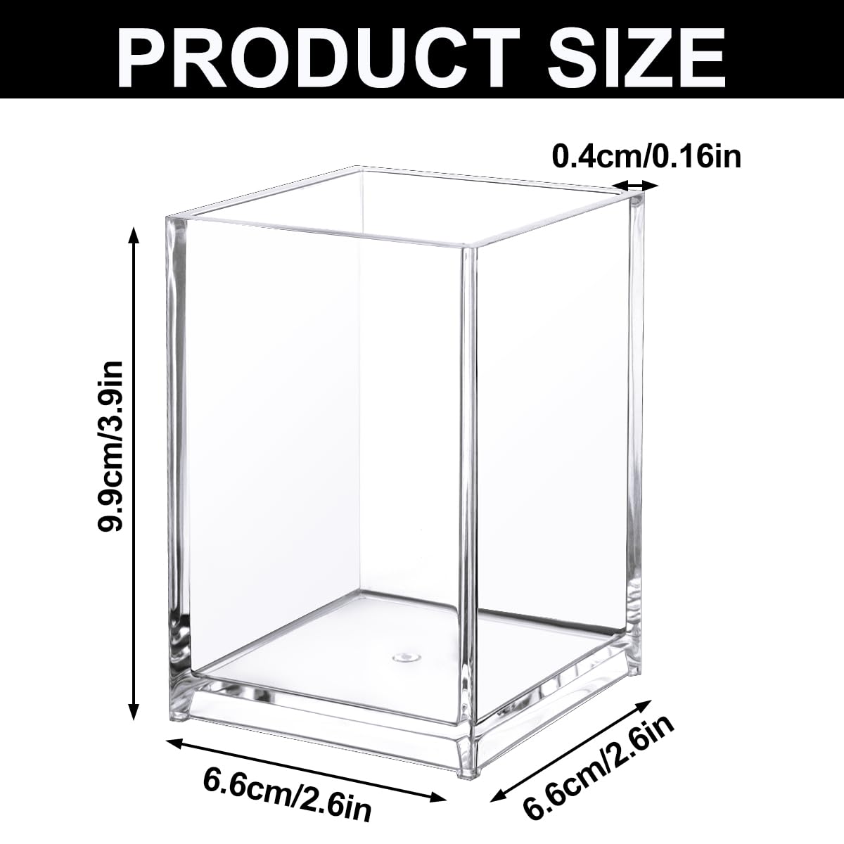 6 Pcs Acrylic Pen Pot, Square Acrylic Pencil Organizer, Transparent Pen Cup, Clear Makeup Brush Holder - Image 2
