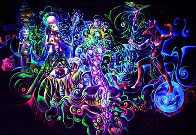 VOLTX DESIGN - Printed Abstract Blacklight Psychedelic Trippy Metal Wall Poster | Wall Art (15x20CM A4) (Without Frame) (VTX-5167)