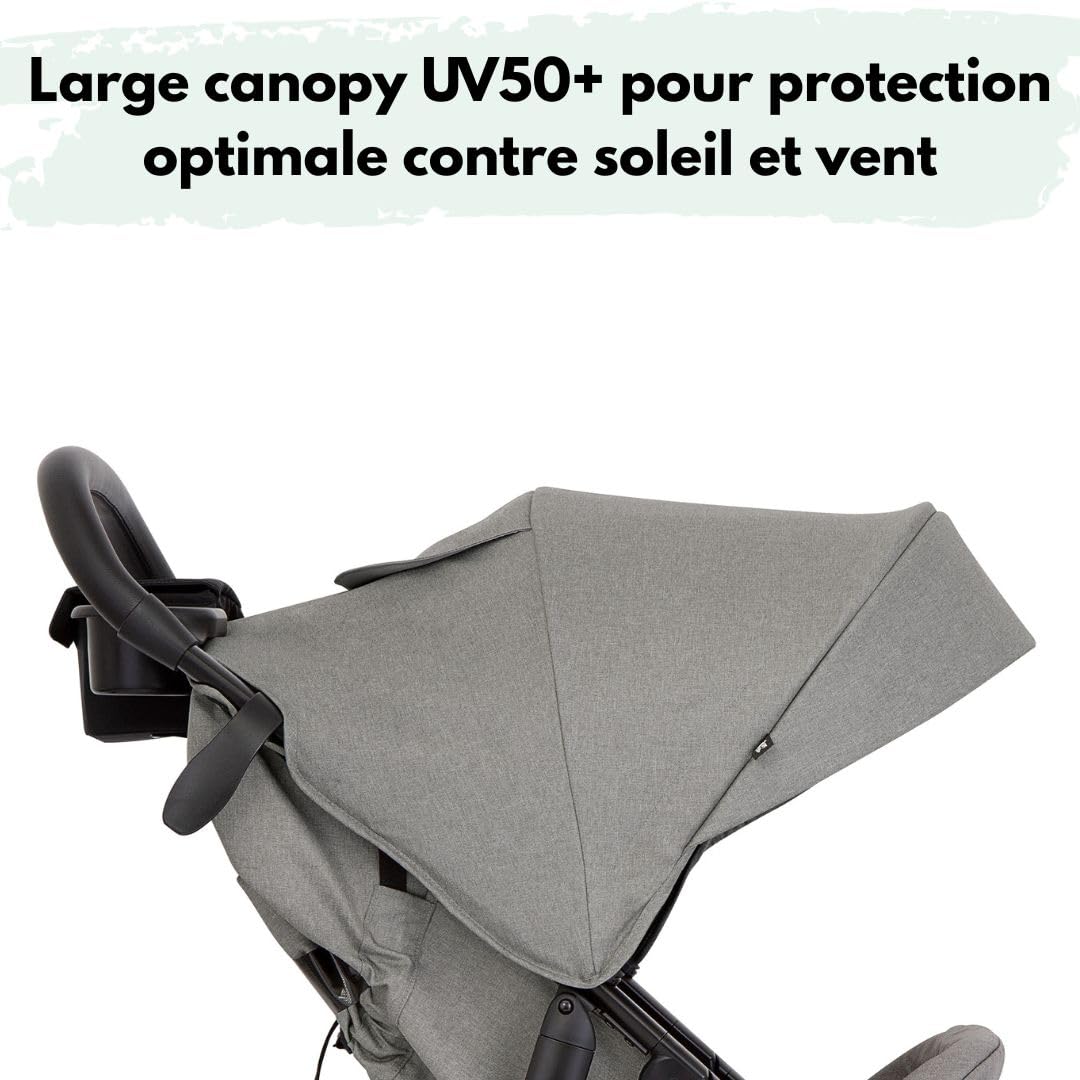 Graco EezeFold DLX – Poussette Compacte et Légère | Pliage à une Main, Suspension 4 Roues, Position Allongée, Grand Panier – Coloris Lunar Grey
