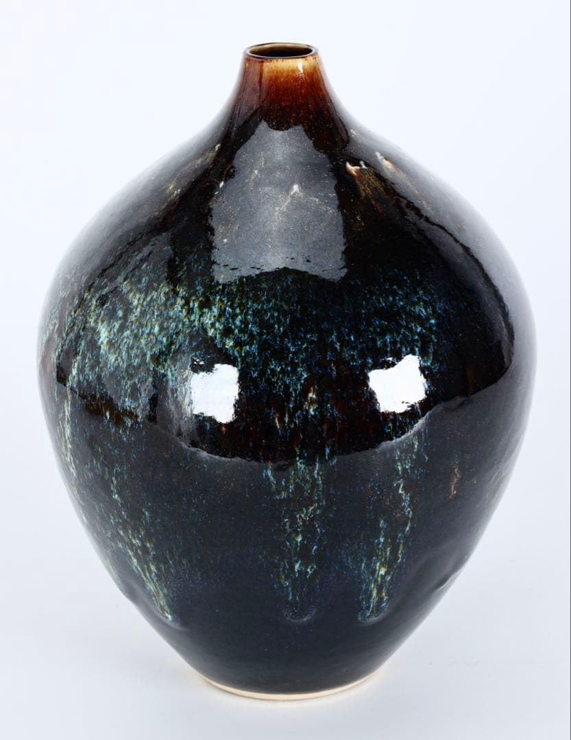 在銘 作家物 窯変釉 大壺 花瓶 共箱付 27cm 飾壺 美術工芸品 陶芸作品 Amazon.co.jp: 在銘 作家物 窯変釉 大壺 花瓶 共箱付 27cm 飾壺 美術