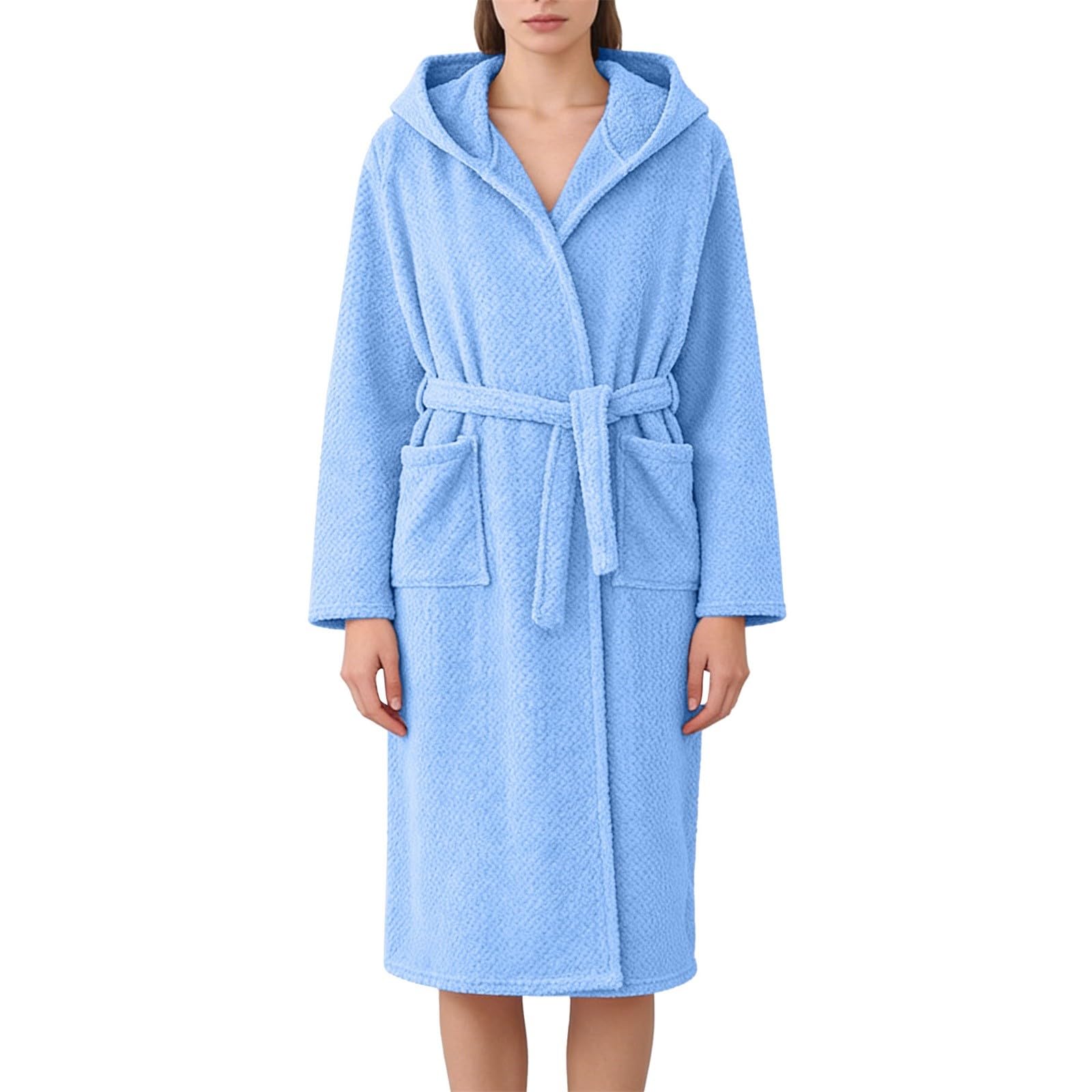 Accappatoio Spugna Donna Morbida Con Cappuccio Tasche E Cintura | Vestaglia Salvaspazio Ultra Assorbente Caldo Pesante Invernale, Accappatoio Per Casa Adulti Viaggio Piscina Per Sauna E Spa
