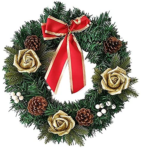 Couronne artificielle haut de gamme de 30 cm pour décorations de Noël durables